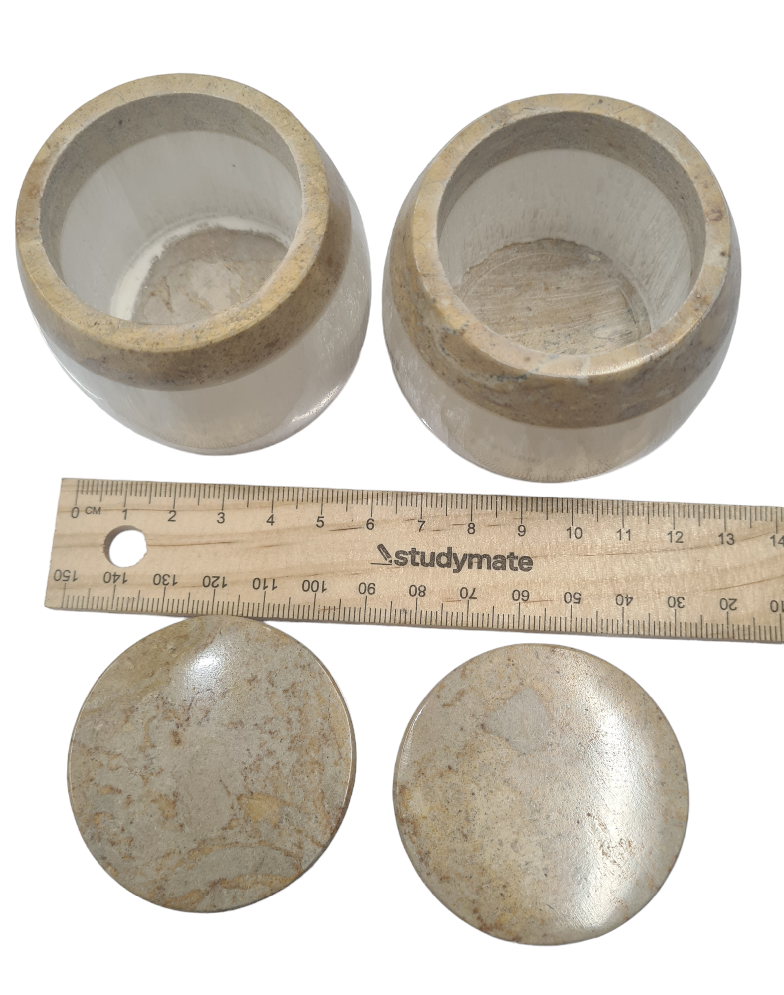 1pc 5cm Small Selenite and Fossil Marble Trinket Box