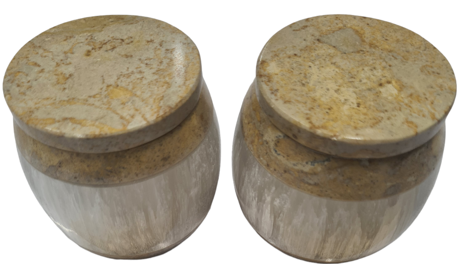 1pc 5cm Small Selenite and Fossil Marble Trinket Box