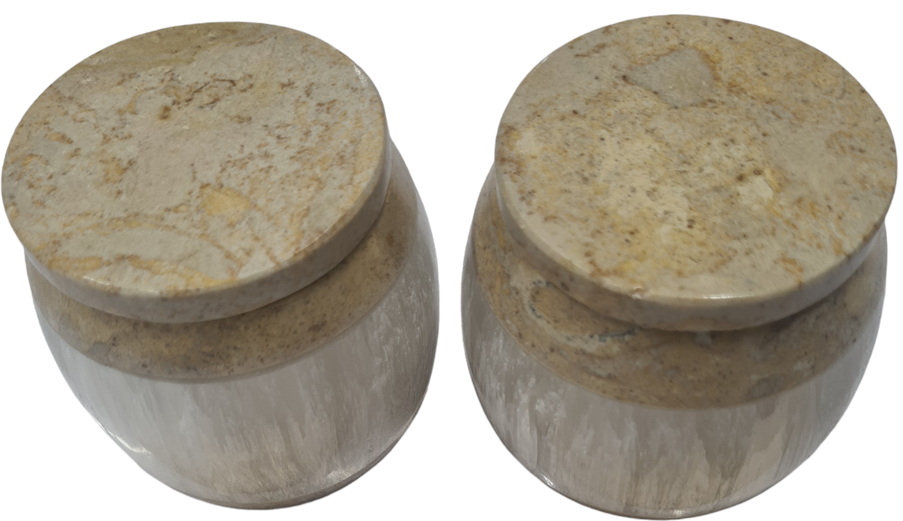 1pc 5cm Small Selenite and Fossil Marble Trinket Box
