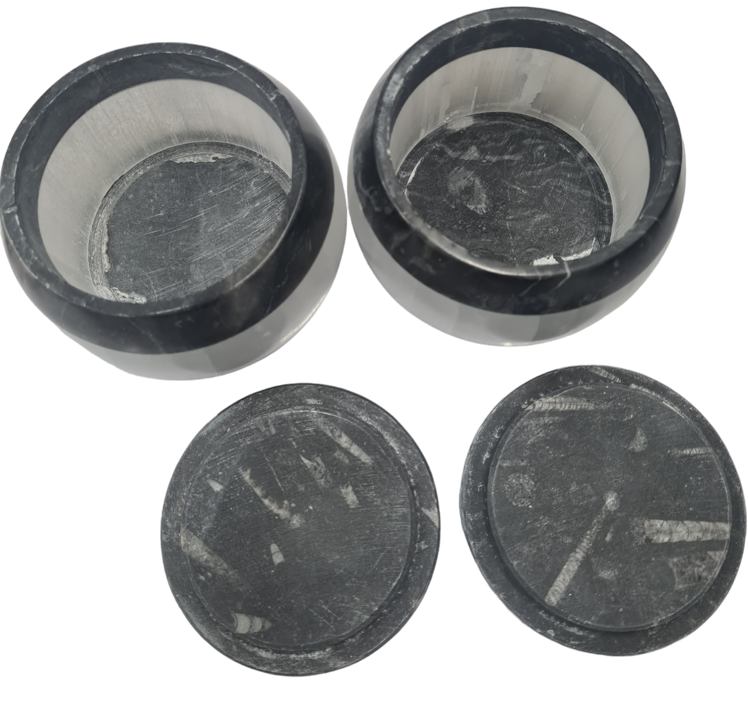 1pc 10cm Selenite and  Orthoceras and Goniatite Fossil Trinket Box